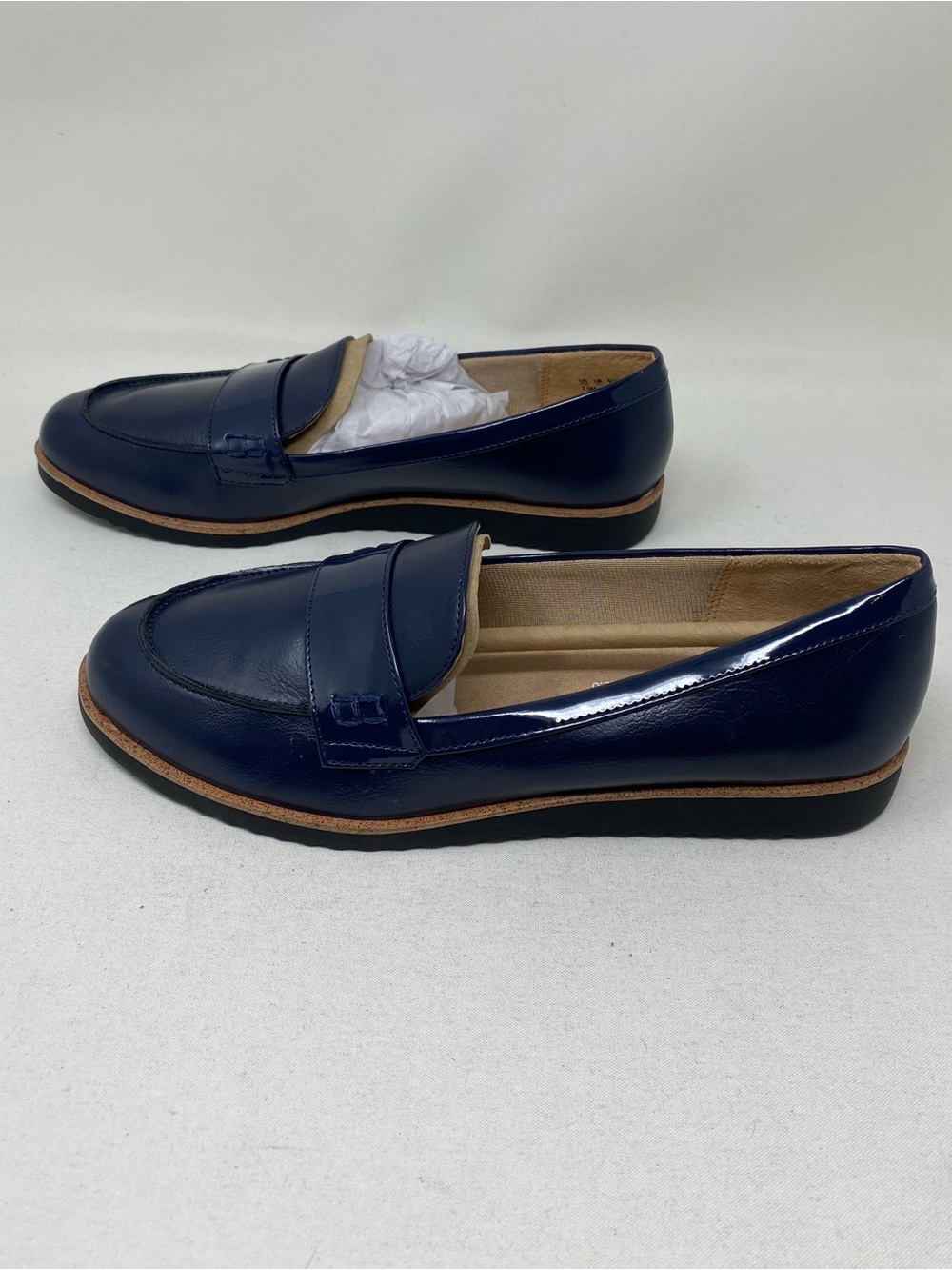 Life Stride Athena Navy Leather Penny Loafers Size 7.5 M - Picture 4 of 6